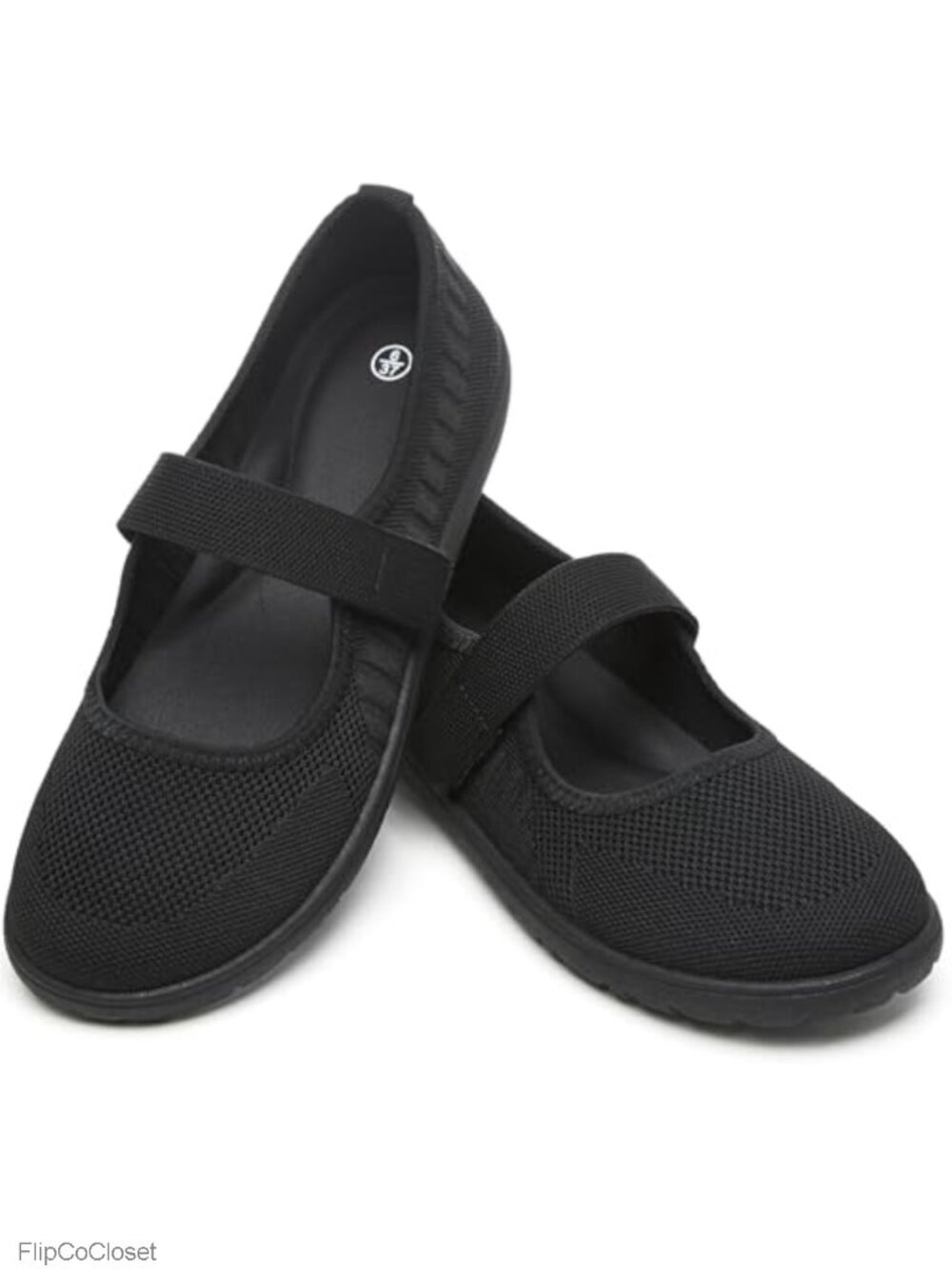 Wide Toe Box Knit Mary Jane Flats Comfortable Slip-On Shoes